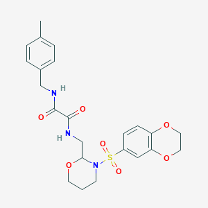 molecular formula C23H27N3O7S B2887133 N-{[3-(2,3-dihydro-1,4-benzodioxine-6-sulfonyl)-1,3-oxazinan-2-yl]methyl}-N'-[(4-methylphenyl)methyl]ethanediamide CAS No. 869071-68-1