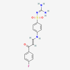 molecular formula C16H15FN4O3S B2887136 N-(4-{[3-(4-fluorophenyl)-3-oxoprop-1-en-1-yl]amino}benzenesulfonyl)guanidine CAS No. 423742-56-7