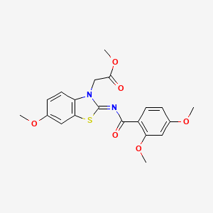 molecular formula C20H20N2O6S B2887149 (Z)-methyl 2-(2-((2,4-dimethoxybenzoyl)imino)-6-methoxybenzo[d]thiazol-3(2H)-yl)acetate CAS No. 946360-28-7
