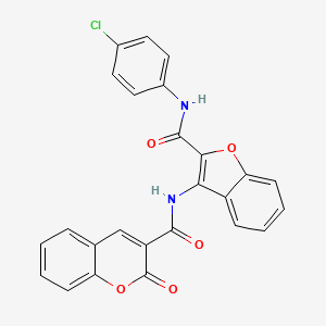 molecular formula C25H15ClN2O5 B2887154 N-(2-((4-chlorophenyl)carbamoyl)benzofuran-3-yl)-2-oxo-2H-chromene-3-carboxamide CAS No. 887896-23-3