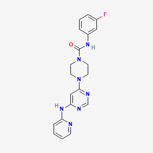 molecular formula C20H20FN7O B2887165 N-(3-fluorophenyl)-4-(6-(pyridin-2-ylamino)pyrimidin-4-yl)piperazine-1-carboxamide CAS No. 1421455-77-7