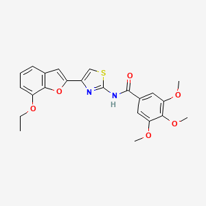 molecular formula C23H22N2O6S B2887209 N-[4-(7-ethoxy-1-benzofuran-2-yl)-1,3-thiazol-2-yl]-3,4,5-trimethoxybenzamide CAS No. 921797-52-6