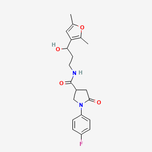 molecular formula C20H23FN2O4 B2887212 N-[3-(2,5-Dimethylfuran-3-YL)-3-hydroxypropyl]-1-(4-fluorophenyl)-5-oxopyrrolidine-3-carboxamide CAS No. 1421508-75-9