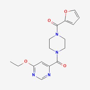 molecular formula C16H18N4O4 B2887230 4-ethoxy-6-[4-(furan-2-carbonyl)piperazine-1-carbonyl]pyrimidine CAS No. 2034362-72-4