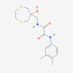 molecular formula C16H22N2O3S2 B2887245 N-(3,4-dimethylphenyl)-N'-[(6-hydroxy-1,4-dithiepan-6-yl)methyl]ethanediamide CAS No. 2415601-50-0