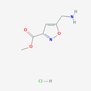 molecular formula C6H9ClN2O3 B2887281 Methyl 5-(aminomethyl)isoxazole-3-carboxylate hydrochloride CAS No. 2247103-54-2