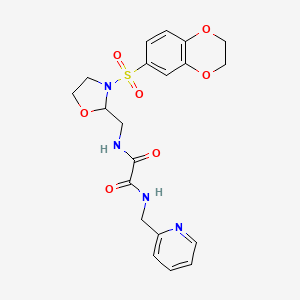 molecular formula C20H22N4O7S B2887291 N-{[3-(2,3-dihydro-1,4-benzodioxine-6-sulfonyl)-1,3-oxazolidin-2-yl]methyl}-N'-[(pyridin-2-yl)methyl]ethanediamide CAS No. 868982-45-0