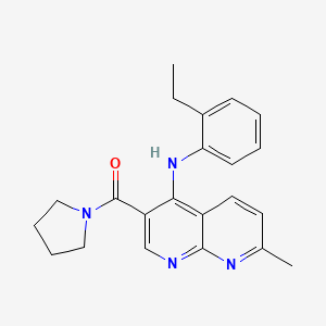 molecular formula C22H24N4O B2887333 N-(2-ethylphenyl)-7-methyl-3-(pyrrolidine-1-carbonyl)-1,8-naphthyridin-4-amine CAS No. 1251563-32-2