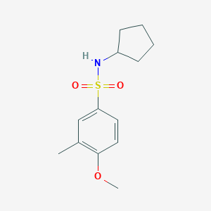 molecular formula C13H19NO3S B288734 N-cyclopentyl-4-methoxy-3-methylbenzenesulfonamide 