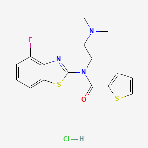 molecular formula C16H17ClFN3OS2 B2887340 N-(2-(dimethylamino)ethyl)-N-(4-fluorobenzo[d]thiazol-2-yl)thiophene-2-carboxamide hydrochloride CAS No. 1216642-05-5