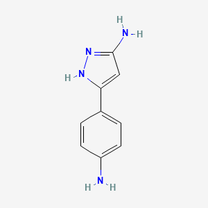 molecular formula C9H10N4 B2887357 5-(4-Amino-phenyl)-2H-pyrazol-3-ylamine CAS No. 60706-60-7