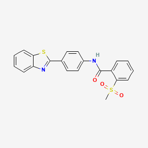molecular formula C21H16N2O3S2 B2887364 N-[4-(1,3-BENZOTHIAZOL-2-YL)PHENYL]-2-METHANESULFONYLBENZAMIDE CAS No. 896366-20-4