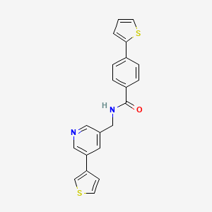 molecular formula C21H16N2OS2 B2887385 4-(thiophen-2-yl)-N-((5-(thiophen-3-yl)pyridin-3-yl)methyl)benzamide CAS No. 1798490-22-8