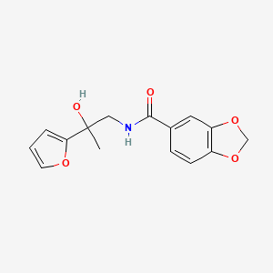 molecular formula C15H15NO5 B2887394 N-(2-(furan-2-yl)-2-hydroxypropyl)benzo[d][1,3]dioxole-5-carboxamide CAS No. 1396748-01-8
