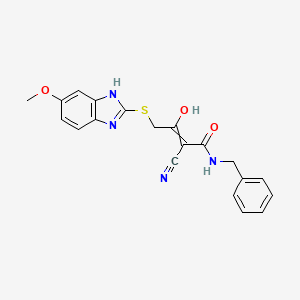 molecular formula C20H18N4O3S B2887414 N-benzyl-2-cyano-3-hydroxy-4-[(6-methoxy-1H-1,3-benzodiazol-2-yl)sulfanyl]but-2-enamide CAS No. 878966-46-2