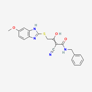 N-benzyl-2-cyano-3-hydroxy-4-[(6-methoxy-1H-1,3-benzodiazol-2-yl)sulfanyl]but-2-enamide