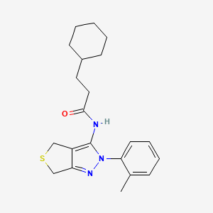 3-cyclohexyl-N-[2-(2-methylphenyl)-4,6-dihydrothieno[3,4-c]pyrazol-3-yl]propanamide