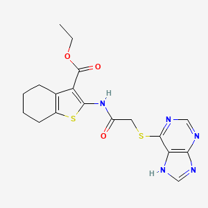 ethyl 2-(2-((7H-purin-6-yl)thio)acetamido)-4,5,6,7-tetrahydrobenzo[b]thiophene-3-carboxylate