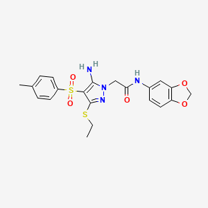 2-(5-amino-3-(ethylthio)-4-tosyl-1H-pyrazol-1-yl)-N-(benzo[d][1,3]dioxol-5-yl)acetamide