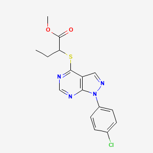 molecular formula C16H15ClN4O2S B2887443 methyl 2-((1-(4-chlorophenyl)-1H-pyrazolo[3,4-d]pyrimidin-4-yl)thio)butanoate CAS No. 893915-08-7