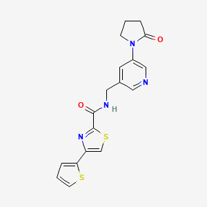 N-((5-(2-oxopyrrolidin-1-yl)pyridin-3-yl)methyl)-4-(thiophen-2-yl)thiazole-2-carboxamide