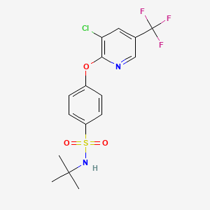 molecular formula C16H16ClF3N2O3S B2887467 N-(Tert-butyl)-4-((3-chloro-5-(trifluoromethyl)-2-pyridinyl)oxy)benzenesulfonamide CAS No. 338775-54-5