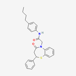 molecular formula C27H28N2O2S B2887472 N-(4-butylphenyl)-2-(4-oxo-2-phenyl-3,4-dihydrobenzo[b][1,4]thiazepin-5(2H)-yl)acetamide CAS No. 924769-29-9