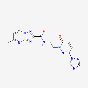 5,7-dimethyl-N-(2-(6-oxo-3-(1H-1,2,4-triazol-1-yl)pyridazin-1(6H)-yl)ethyl)-[1,2,4]triazolo[1,5-a]pyrimidine-2-carboxamide