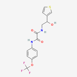 molecular formula C15H13F3N2O4S B2887502 N-[2-hydroxy-2-(thiophen-3-yl)ethyl]-N'-[4-(trifluoromethoxy)phenyl]ethanediamide CAS No. 1251553-16-8