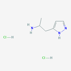 molecular formula C6H13Cl2N3 B2887503 1-(1H-Pyrazol-3-yl)propan-2-amine dihydrochloride CAS No. 2193061-45-7