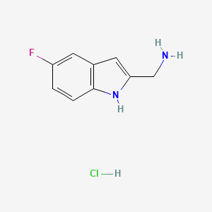 molecular formula C9H10ClFN2 B2887508 (5-Fluoro-1H-indol-2-yl)methanamine;hydrochloride CAS No. 1646155-42-1