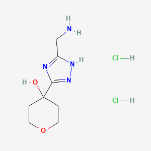 molecular formula C8H16Cl2N4O2 B2887509 4-[5-(Aminomethyl)-1H-1,2,4-triazol-3-yl]oxan-4-ol;dihydrochloride CAS No. 2361643-99-2
