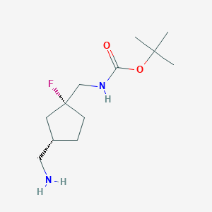 molecular formula C12H23FN2O2 B2887532 rac-tert-butylN-{[(1R,3S)-3-(aminomethyl)-1-fluorocyclopentyl]methyl}carbamate CAS No. 2361610-52-6