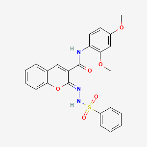 (2Z)-2-(benzenesulfonylhydrazinylidene)-N-(2,4-dimethoxyphenyl)chromene-3-carboxamide