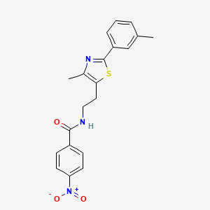 molecular formula C20H19N3O3S B2887566 N-{2-[4-甲基-2-(3-甲基苯基)-1,3-噻唑-5-基]乙基}-4-硝基苯甲酰胺 CAS No. 890955-55-2