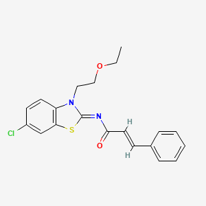 molecular formula C20H19ClN2O2S B2887580 (Z)-N-(6-chloro-3-(2-ethoxyethyl)benzo[d]thiazol-2(3H)-ylidene)cinnamamide CAS No. 865162-51-2