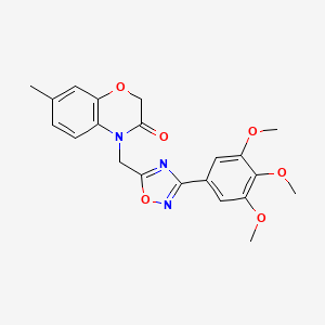 molecular formula C21H21N3O6 B2887584 7-methyl-4-((3-(3,4,5-trimethoxyphenyl)-1,2,4-oxadiazol-5-yl)methyl)-2H-benzo[b][1,4]oxazin-3(4H)-one CAS No. 1251572-79-8