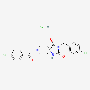 molecular formula C22H22Cl3N3O3 B2887593 3-(4-Chlorobenzyl)-8-(2-(4-chlorophenyl)-2-oxoethyl)-1,3,8-triazaspiro[4.5]decane-2,4-dione hydrochloride CAS No. 1323501-74-1