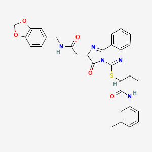 2-[[2-[2-(1,3-benzodioxol-5-ylmethylamino)-2-oxoethyl]-3-oxo-2H-imidazo[1,2-c]quinazolin-5-yl]sulfanyl]-N-(3-methylphenyl)butanamide