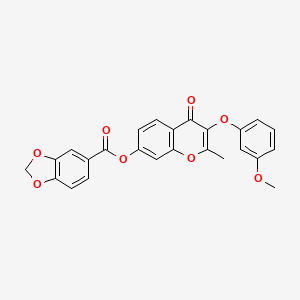 3-(3-methoxyphenoxy)-2-methyl-4-oxo-4H-chromen-7-yl 1,3-benzodioxole-5-carboxylate