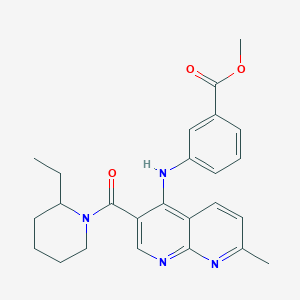 molecular formula C25H28N4O3 B2887609 Methyl 3-{[3-(2-ethylpiperidine-1-carbonyl)-7-methyl-1,8-naphthyridin-4-yl]amino}benzoate CAS No. 1251633-61-0