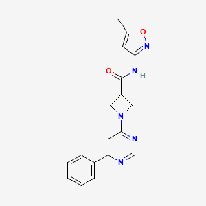 molecular formula C18H17N5O2 B2887614 N-(5-methyl-1,2-oxazol-3-yl)-1-(6-phenylpyrimidin-4-yl)azetidine-3-carboxamide CAS No. 2034475-80-2