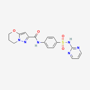molecular formula C17H16N6O4S B2887617 N-(4-(N-(pyrimidin-2-yl)sulfamoyl)phenyl)-6,7-dihydro-5H-pyrazolo[5,1-b][1,3]oxazine-2-carboxamide CAS No. 1428353-03-0