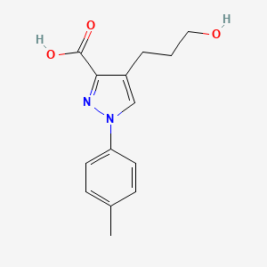 molecular formula C14H16N2O3 B2887625 4-(3-hydroxypropyl)-1-(4-methylphenyl)-1H-pyrazole-3-carboxylic acid CAS No. 1152520-08-5