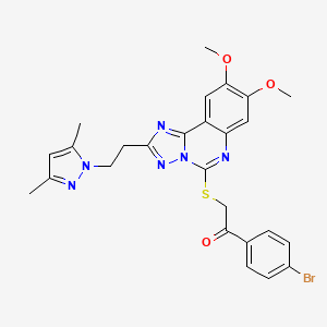 1-(4-bromophenyl)-2-((2-(2-(3,5-dimethyl-1H-pyrazol-1-yl)ethyl)-8,9-dimethoxy-[1,2,4]triazolo[1,5-c]quinazolin-5-yl)thio)ethanone