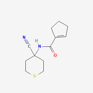 molecular formula C12H16N2OS B2887634 N-(4-Cyanothian-4-yl)cyclopentene-1-carboxamide CAS No. 1465365-91-6