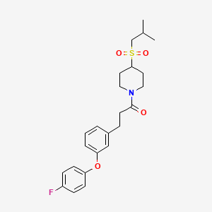 molecular formula C24H30FNO4S B2887635 3-(3-(4-Fluorophenoxy)phenyl)-1-(4-(isobutylsulfonyl)piperidin-1-yl)propan-1-one CAS No. 1797836-84-0
