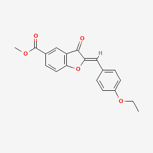 molecular formula C19H16O5 B2887636 2-[(4-乙氧基苯基)亚甲基]-3-氧代苯并[b]呋喃-5-羧酸甲酯 CAS No. 879912-99-9