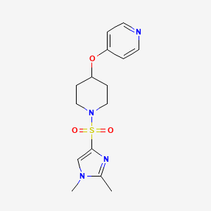 molecular formula C15H20N4O3S B2887641 4-((1-((1,2-二甲基-1H-咪唑-4-基)磺酰基)哌啶-4-基)氧基)吡啶 CAS No. 2034365-99-4