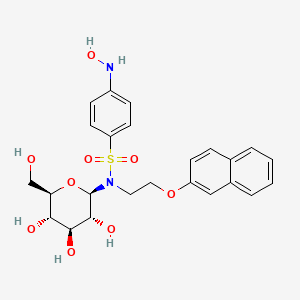 molecular formula C24H28N2O9S B2887645 4-(Hydroxyamino)-N-(2-(naphthalen-2-yloxy)ethyl)-N-((2R,3R,4S,5S,6R)-3,4,5-trihydroxy-6-(hydroxymethyl)tetrahydro-2H-pyran-2-yl)benzenesulfonamide CAS No. 188480-51-5